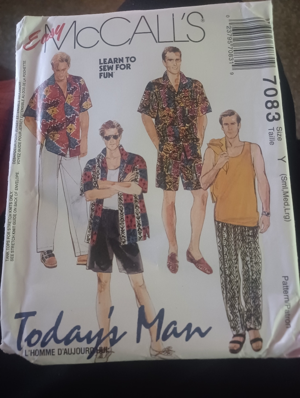 Easy McCall's Men's Casual Hawaiian & Tank Pattern - Multi Combinations. S,M,L